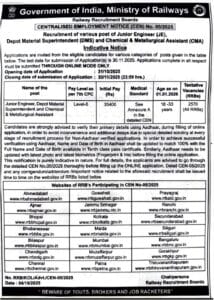 RRB JE Requirements 2025