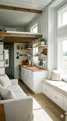 Open concept interior design for small barndominium