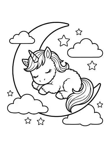 Einhorn Kopf Portrait mit detaillierter Mähne Malvorlage für Erwachsene und Kinder.