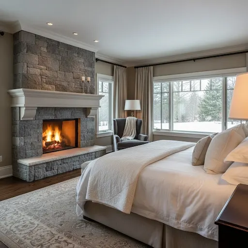 Large wooden sliding barn door used as entrance to master bedroom.