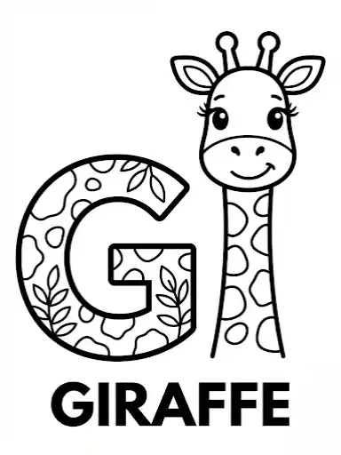 Malvorlage Buchstabe G mit Maus zum Lernen.