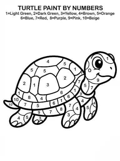 Malen nach Zahlen Tier (Schildkröte) 1–10