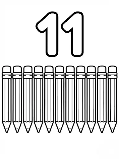 Arbeitsblatt Zahl 11 mit Kirschen für die Vorschule.
